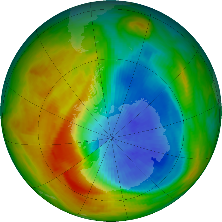 Antarctic ozone map for 14 October 1982